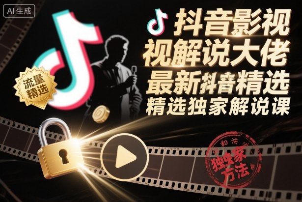 抖音影视解说大佬最新抖音进精选和独家方法,精选独家解说课(更新26年3月)-靠谱项目库