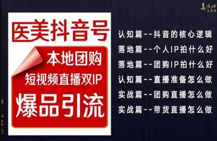 2024医美如何做抖音，医美抖音号本地团购，短视频直播双IP，爆品引流-靠谱项目库