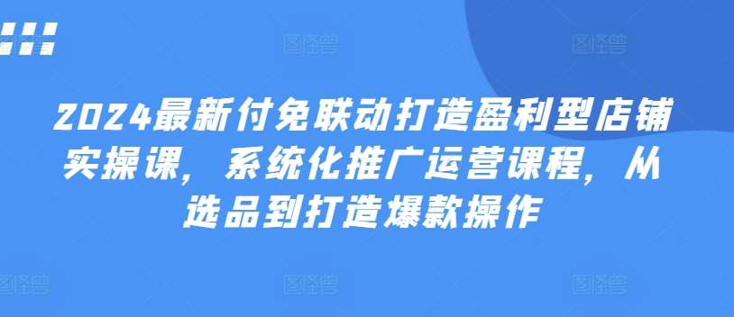 2024最新付免联动打造盈利型店铺实操课，​系统化推广运营课程，从选品到打造爆款操作-靠谱项目库