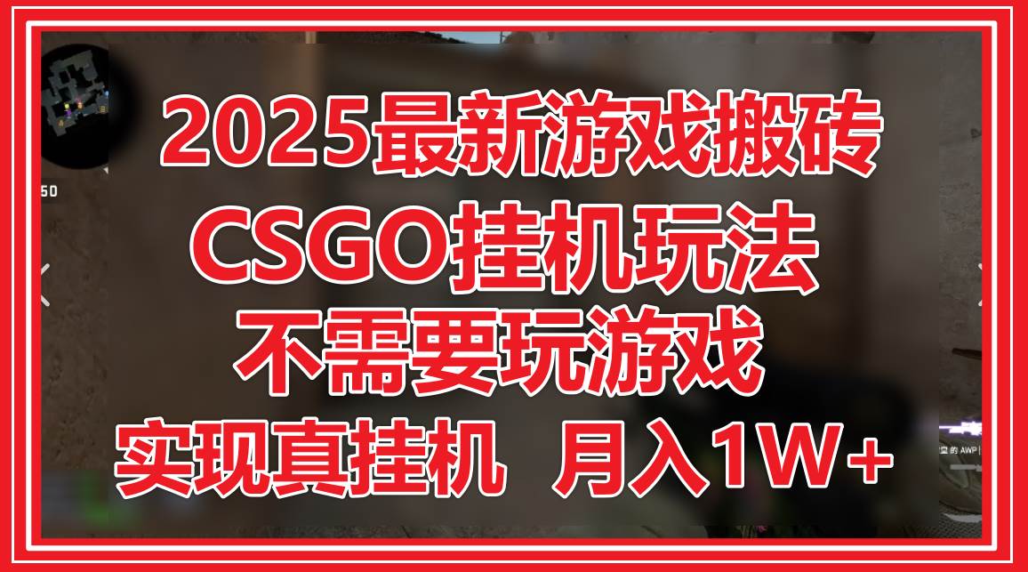 2025最新游戏搬砖,CSGO挂机,不需要玩游戏,实现真挂机,月入1W+-靠谱项目库