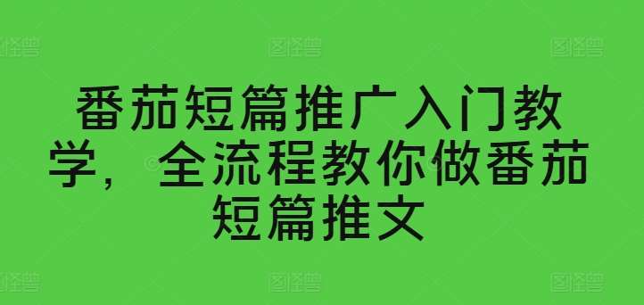 番茄短篇推广入门教学，全流程教你做番茄短篇推文-靠谱项目库