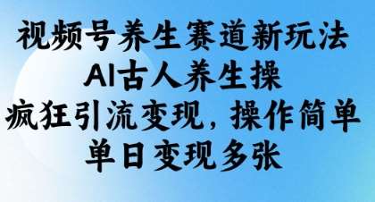 视频号养生赛道新玩法,AI古人养生操,疯狂引流变现,操作简单,单日变现多张-靠谱项目库