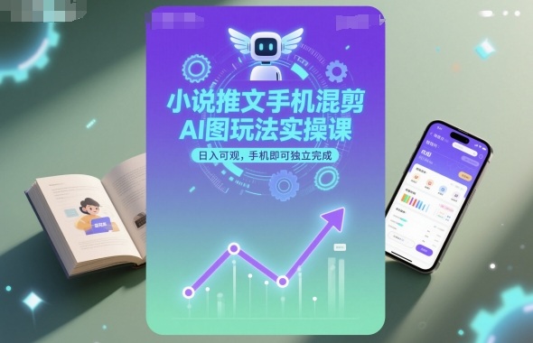 小说推文手机混剪AI图玩法实操课，日入可观，手机即可独立完成-靠谱项目库