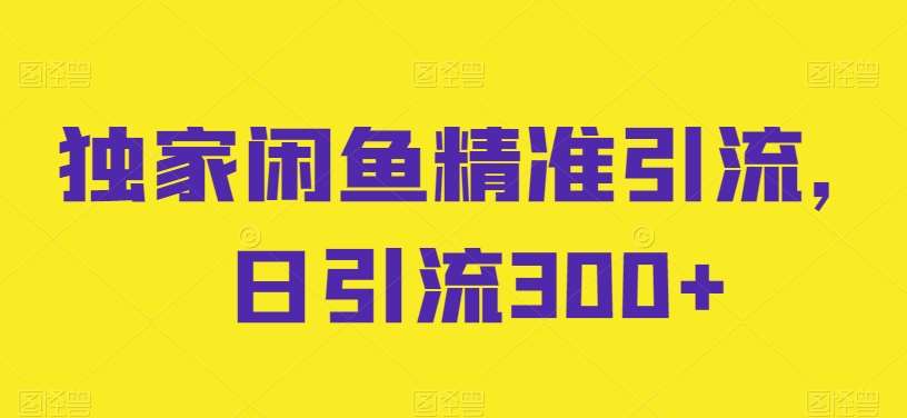 独家闲鱼精准引流,日引流300+【揭秘】-靠谱项目库