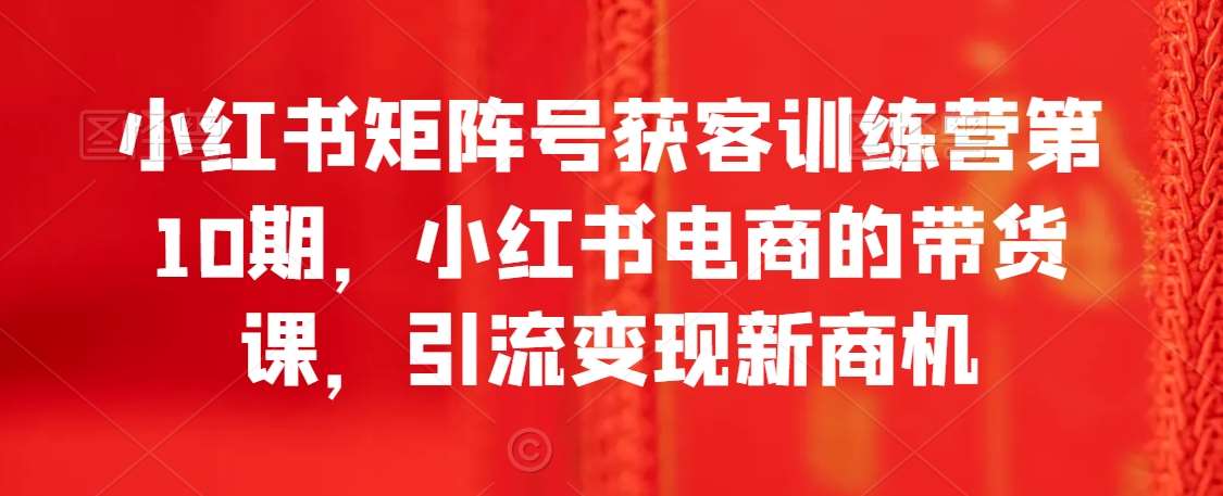 小红书矩阵号获客训练营第10期，小红书电商的带货课，引流变现新商机-靠谱项目库