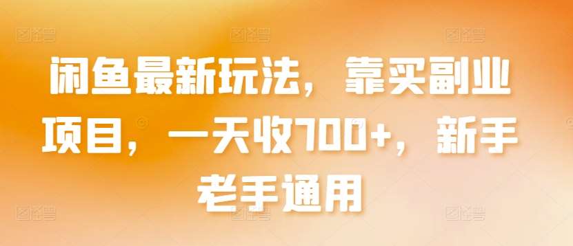 闲鱼最新玩法,靠买副业项目,一天收700+,新手老手通用【揭秘】-靠谱项目库