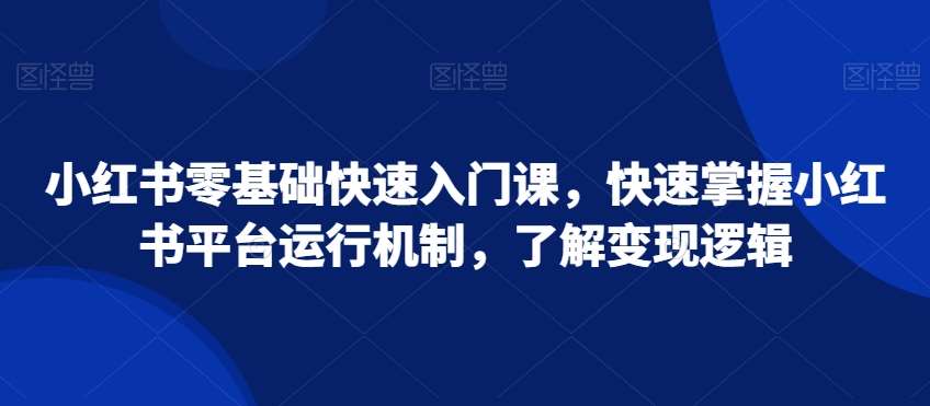 小红书零基础快速入门课,快速掌握小红书平台运行机制,了解变现逻辑-靠谱项目库