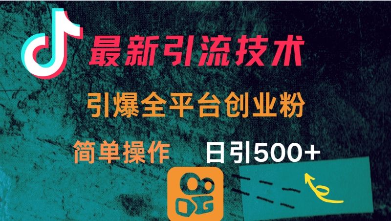 最新引流方法,引爆全平台创业粉操作简单,日引300+-靠谱项目库