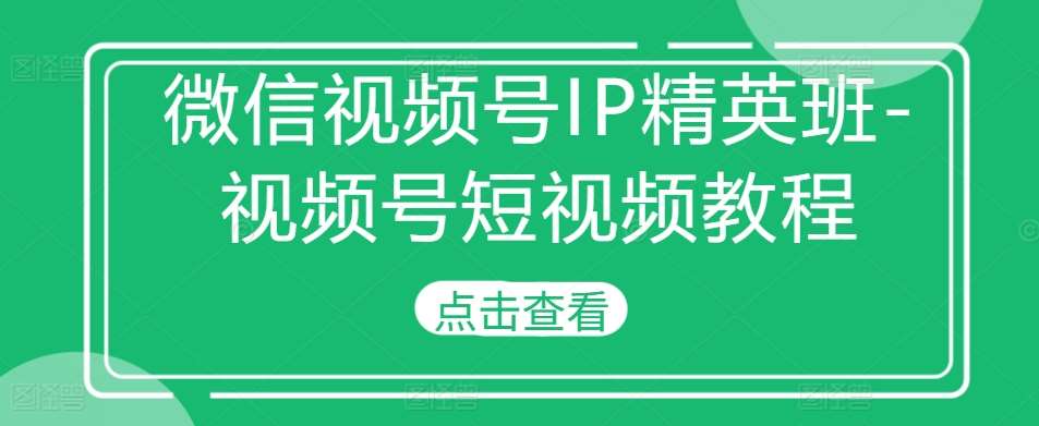 微信视频号IP精英班-视频号短视频教程-靠谱项目库