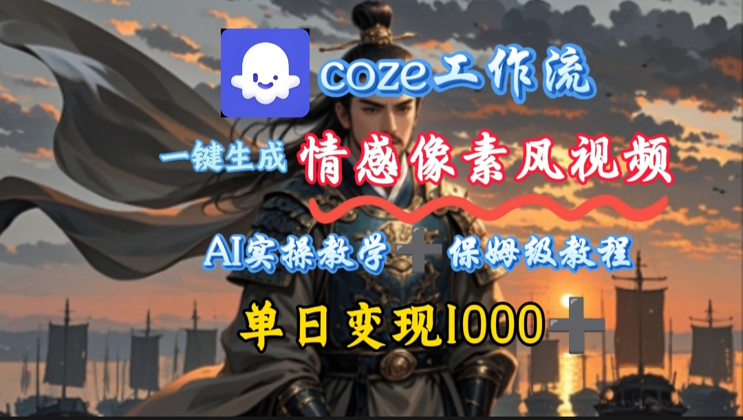 用coze工作流一键生成情感像素风视频,几分钟一条,单日变现500+-靠谱项目库