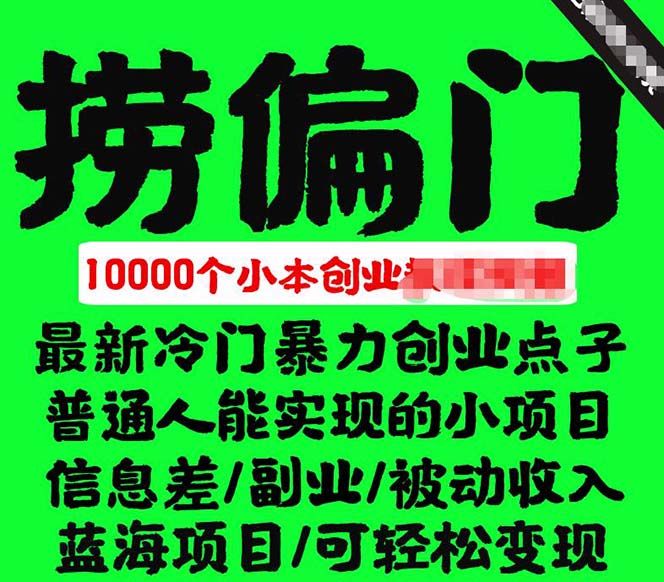 千款捞偏门小本创业小项目，总有一款适合你【无水印】-靠谱项目库