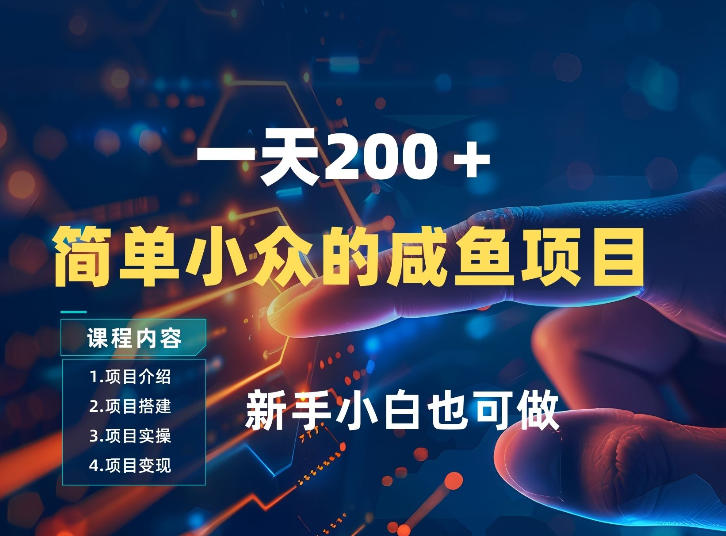 一天收入2张，一个简单小众的咸鱼项目，0门槛小白也能做-靠谱项目库