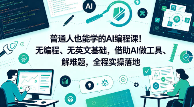普通人也能学的AI编程课!无编程、无英文基础,借助AI做工具、解难题,全程实操落地-靠谱项目库