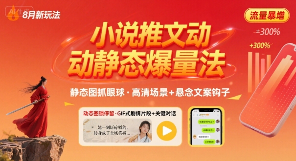 8月小说推文全新玩法,动静态图片+搭配小说文案爆量玩法-靠谱项目库