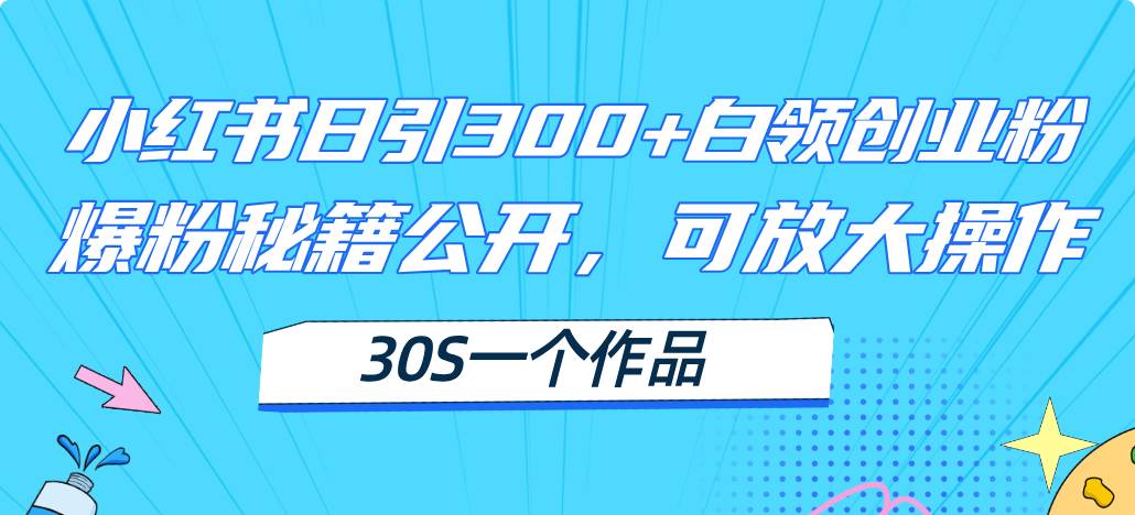 （11692期）小红书日引300+高质白领创业粉，可放大操作，爆粉秘籍！30s一个作品-靠谱项目库