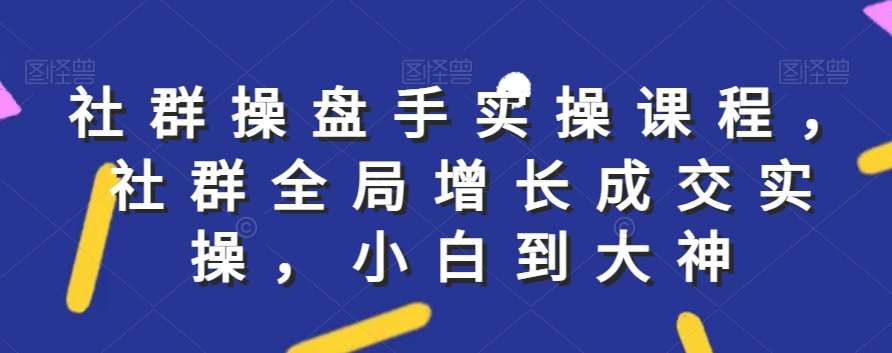 社群实操课程，社群全局增长成交实操，小白到大神-靠谱项目库
