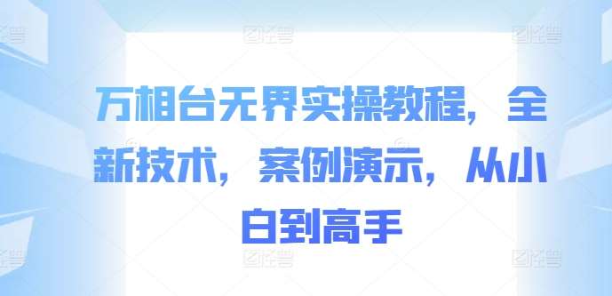 万相台无界实操教程，全新技术，案例演示，从小白到高手-靠谱项目库