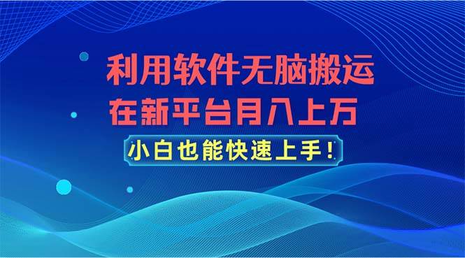 利用软件无脑搬运,在新平台月入上万,小白也能快速上手-靠谱项目库