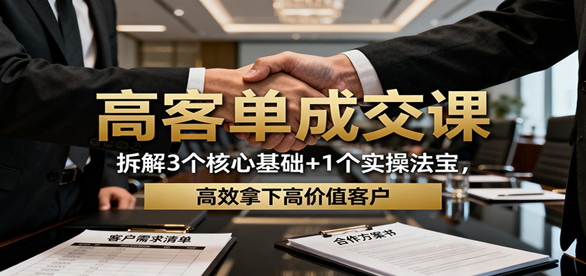 高客单成交课:拆解3个核心基础+1个实操法宝,高效拿下高价值客户-靠谱项目库