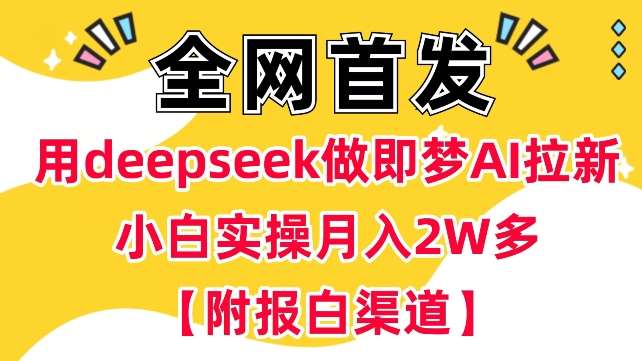 用deepseek做即梦Ai拉新 小白实操月入过W+【附报白渠道】-靠谱项目库