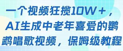 一个视频狂揽10W+点赞,AI生成中老年喜爱的鹦鹉唱歌视频,保姆级教程,轻松挣取创作者分成-靠谱项目库
