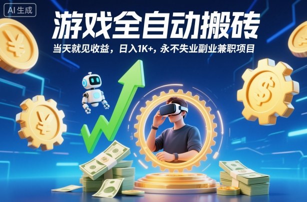 游戏全自动搬砖,当天就见收益,日入1K+,永不失业副业兼职项目【揭秘】-靠谱项目库