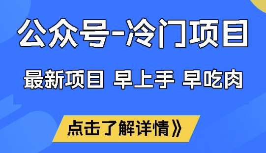 公众号冷门赛道，早上手早吃肉，单月轻松稳定变现1W【揭秘】-靠谱项目库