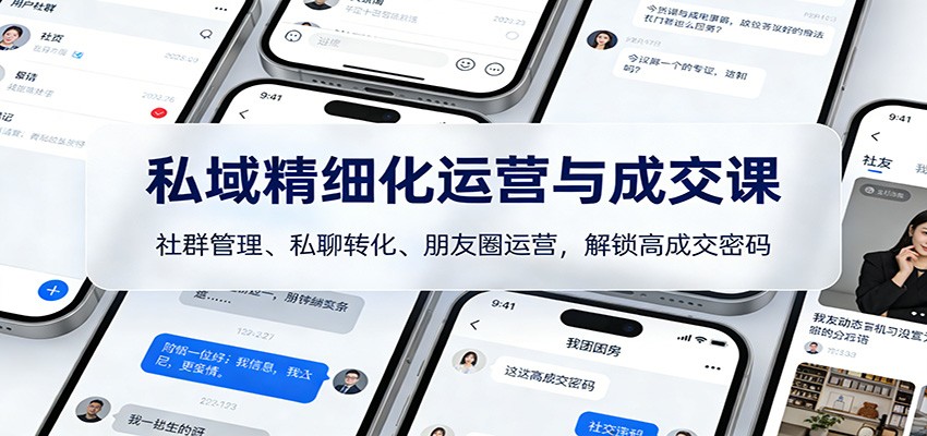 私域精细化运营与成交课：社群管理、私聊转化、朋友圈运营，解锁高成交密码-靠谱项目库