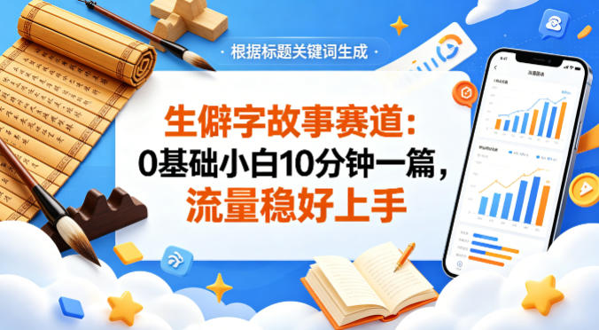 公众号流量主——生僻字故事赛道,流量稳,好上手,0基础小白也能10分钟一篇-靠谱项目库