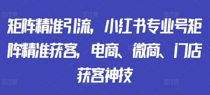 矩阵精准引流，小红书专业号矩阵精准获客，电商、微商、门店获客神技-靠谱项目库