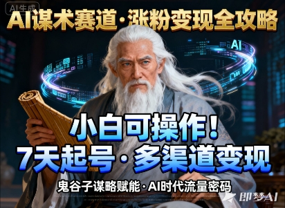 AI谋术赛道,涨粉快速,变现方式多样,小白可操作-靠谱项目库