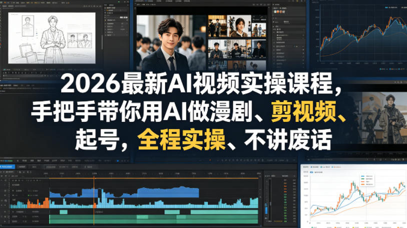 2026最新AI视频实操课程,手把手带你用AI做漫剧、剪视频、起号,全程实操、不讲废话-靠谱项目库