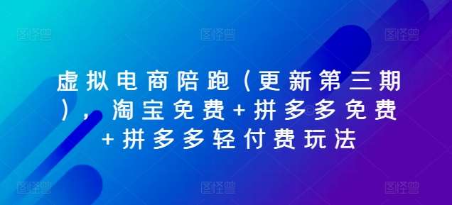 虚拟电商陪跑(更新第三期)，淘宝免费+拼多多免费+拼多多轻付费玩法-靠谱项目库