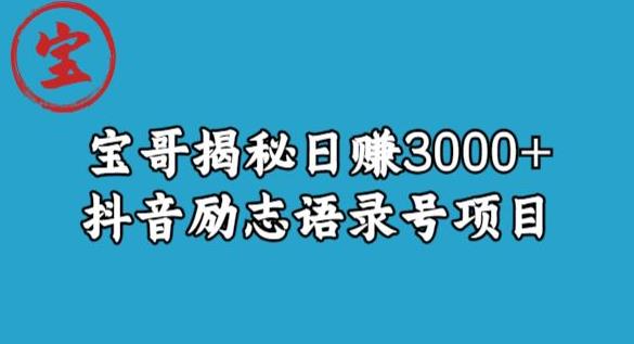 宝哥揭秘日赚3000+抖音励志语录号短视频变现项目-靠谱项目库