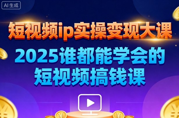 短视频ip实操变现大课，7月26-27日广州站线下课，2025谁都能学会的短视频搞钱课-靠谱项目库