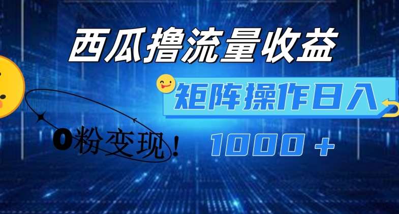 西瓜视频撸流量，简单上手，0粉变现矩阵操作，日入1000+【揭秘】-靠谱项目库