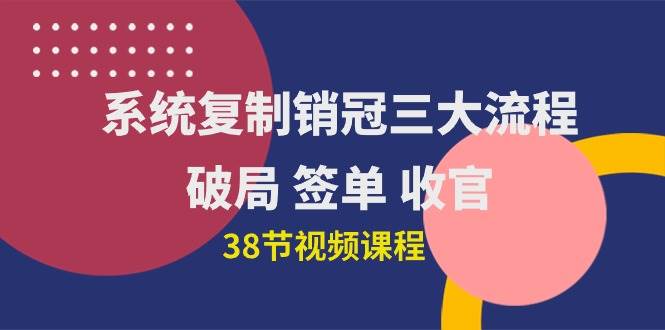 （10171期）系统复制 销冠三大流程，破局 签单 收官（38节视频课）-靠谱项目库