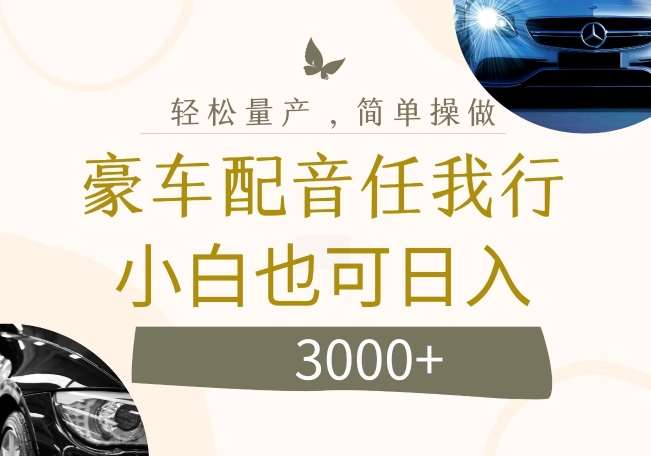 不为人知的暴力小项目，豪车配音，日入几张【揭秘】-靠谱项目库