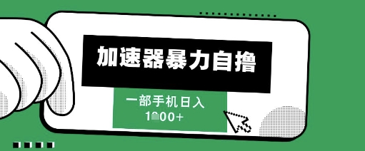 205新风口，加速器暴力自撸，单机日入1k+【揭秘】-靠谱项目库