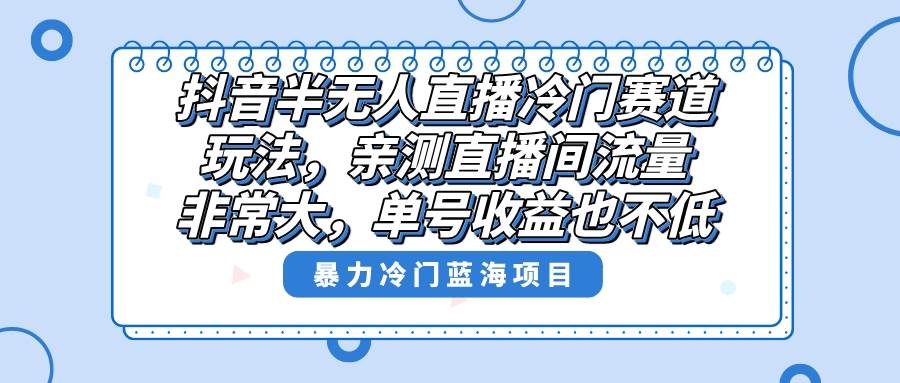 （8667期）抖音半无人直播冷门赛道玩法，直播间流量非常大，单号收益也不低！-靠谱项目库