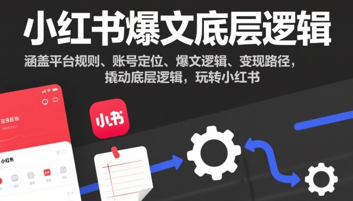 小红书爆文底层逻辑，涵盖平台规则、账号定位、爆文逻辑、变现路径，撬动底层逻辑，玩转小红书-靠谱项目库