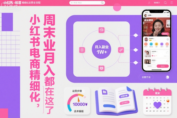 小红书电商精细化运营全流程，周末副业月入1W+，全套方法都在这了-靠谱项目库