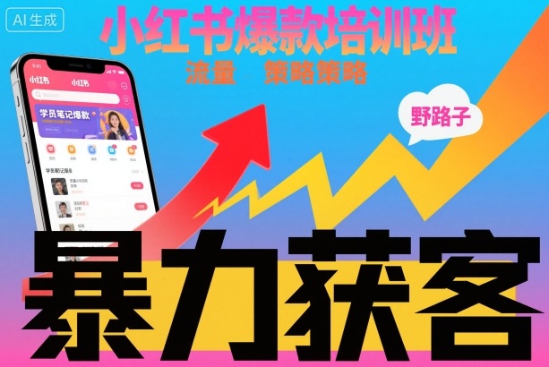 小红书爆款培训班，小红书获客野路子流量打法，暴力持续获客-靠谱项目库