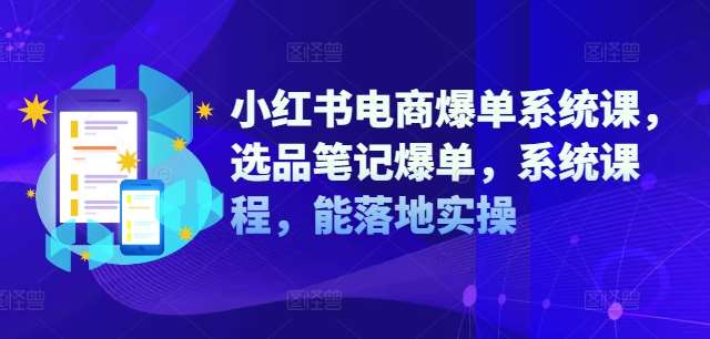 小红书电商爆单系统课，选品笔记爆单，系统课程，能落地实操-靠谱项目库