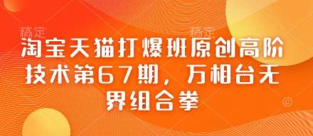 淘宝天猫打爆班原创高阶技术第67期，万相台无界组合拳-靠谱项目库