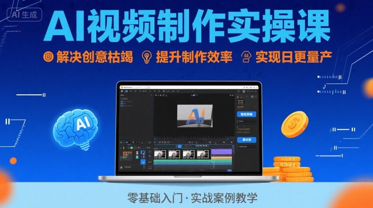 Ai视频制作实操课，解决创意枯竭、效率低下痛点，实现日更量产可持续变现-靠谱项目库