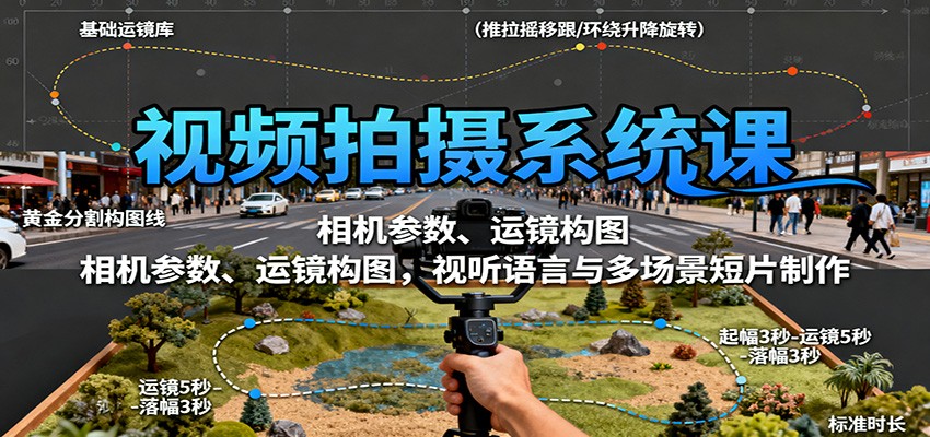 视频拍摄系统课：相机参数、运镜构图，视听语言与多场景短片制作-靠谱项目库