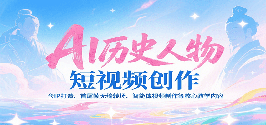 AI历史人物短视频创作，含IP打造、首尾帧无缝转场、智能体视频制作等核心教学内容-靠谱项目库