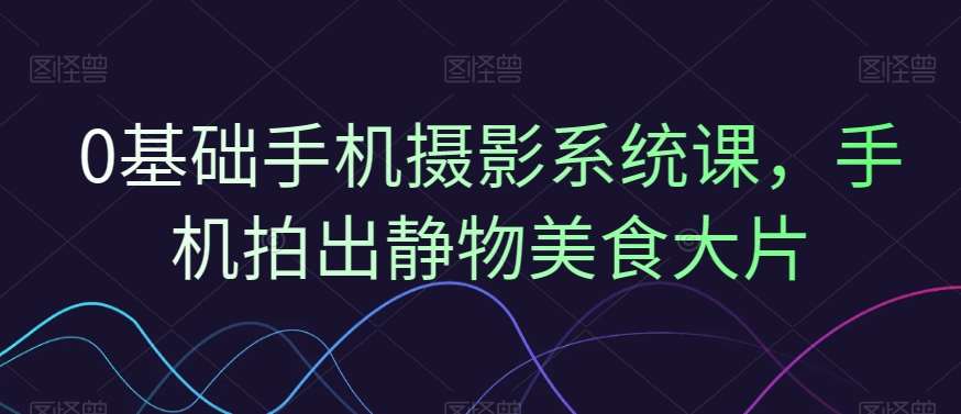 0基础手机摄影系统课，手机拍出静物美食大片-靠谱项目库