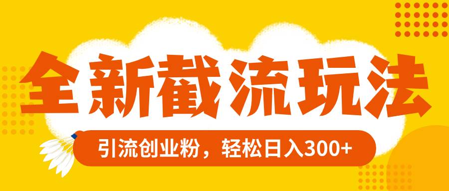 (8025期)全新截流玩法,精准引流创业粉,轻松日入300+-靠谱项目库